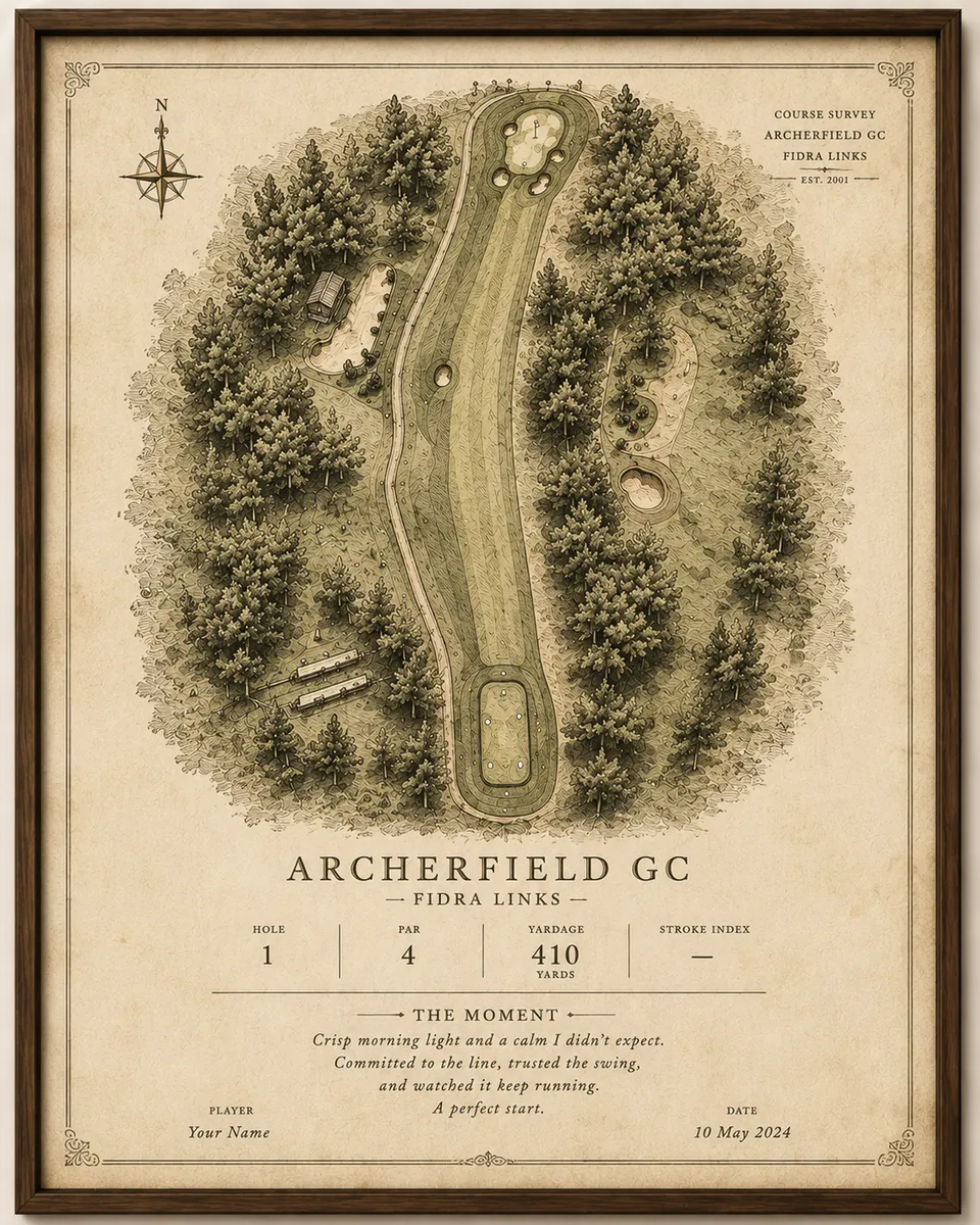 Vintage golf hole art style