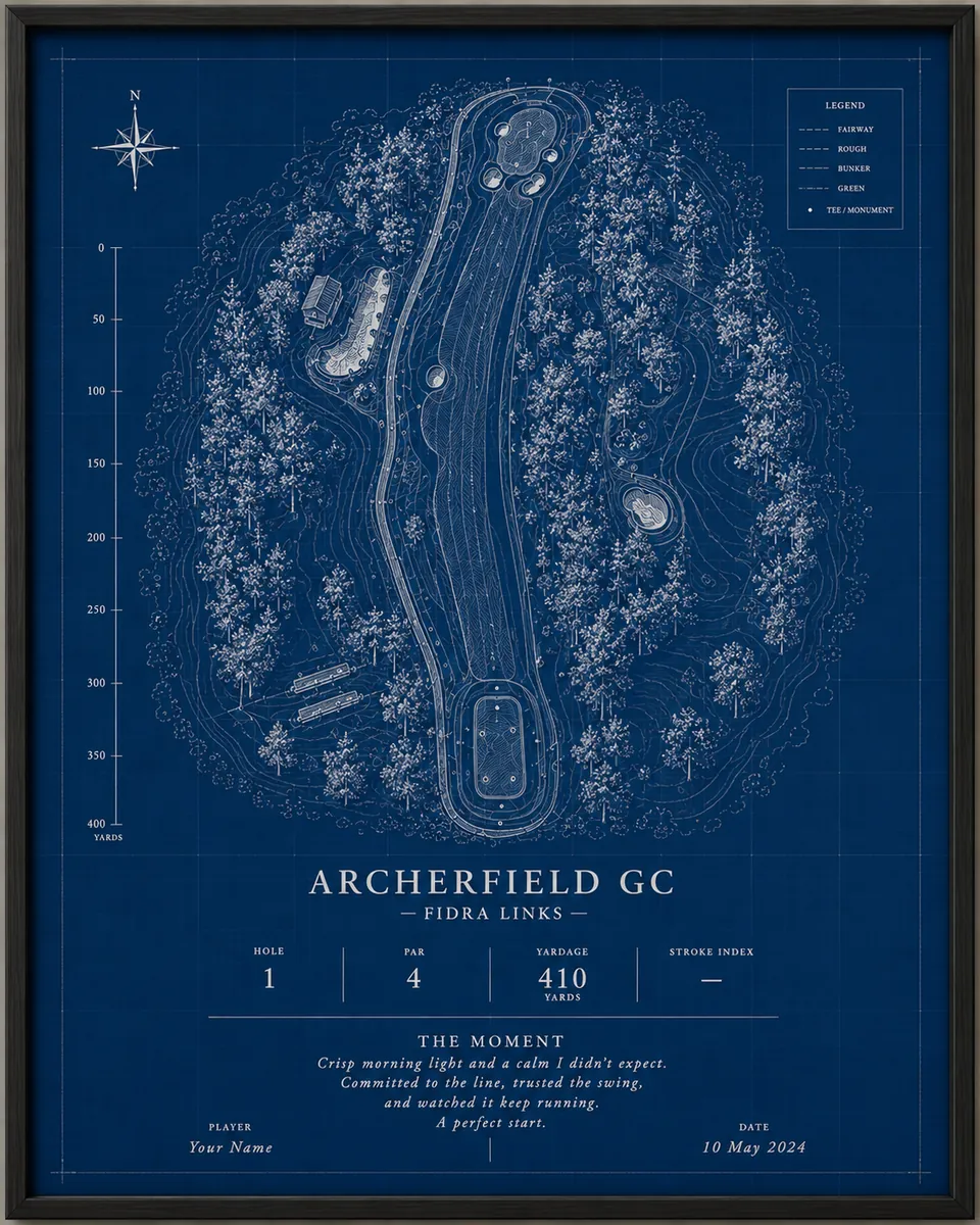 Blueprint golf hole art style